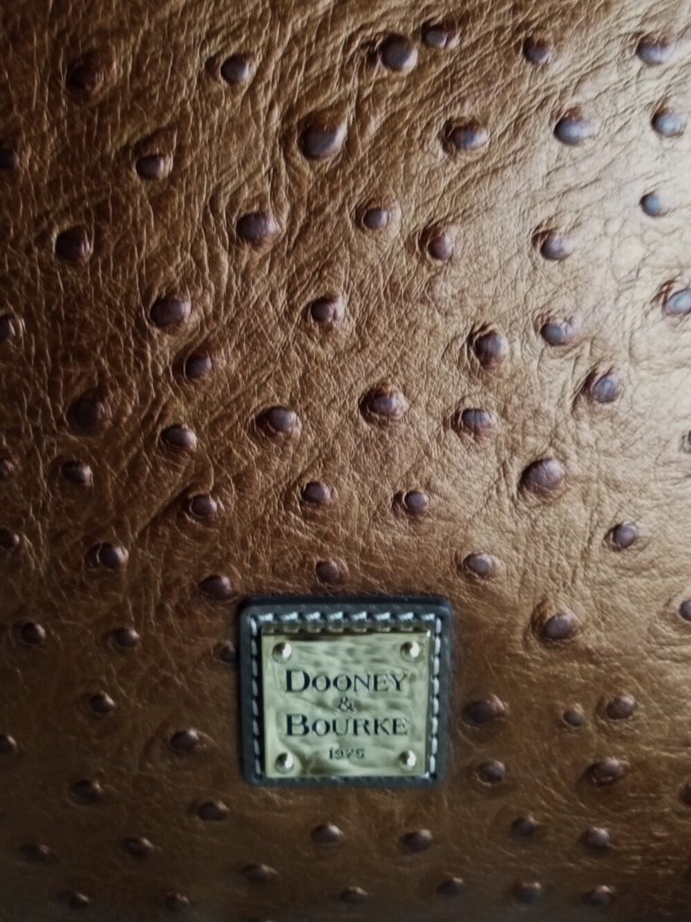 Dooney & Bourke Ostrich Collection Brown Metallic Leather Shoulder Bag - Picture 4 of 11